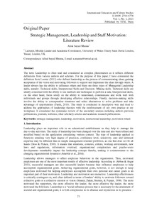Strategic Management, Leadership and Staff Motivation: Literature ...